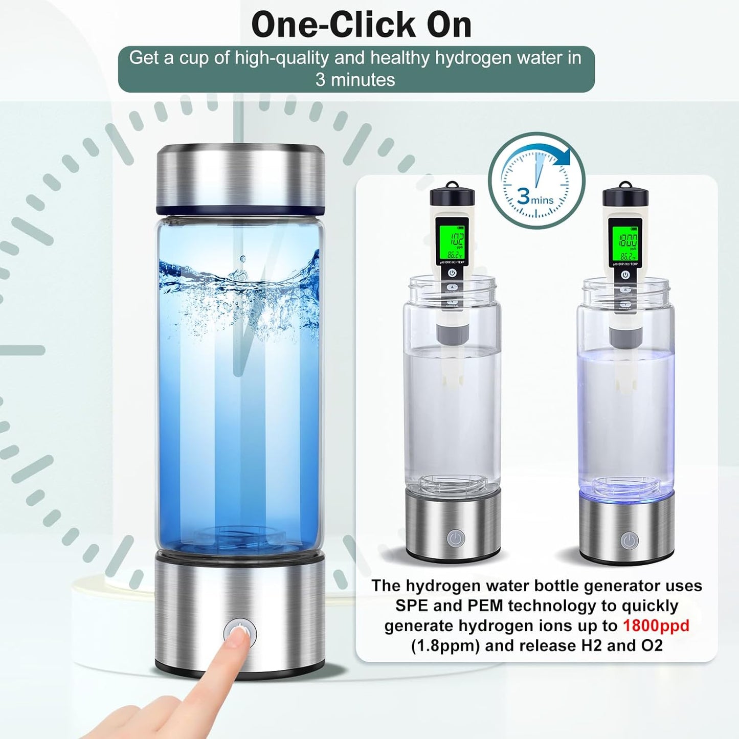 Hydrogen Water Bottle 420ml - Ashua LLC